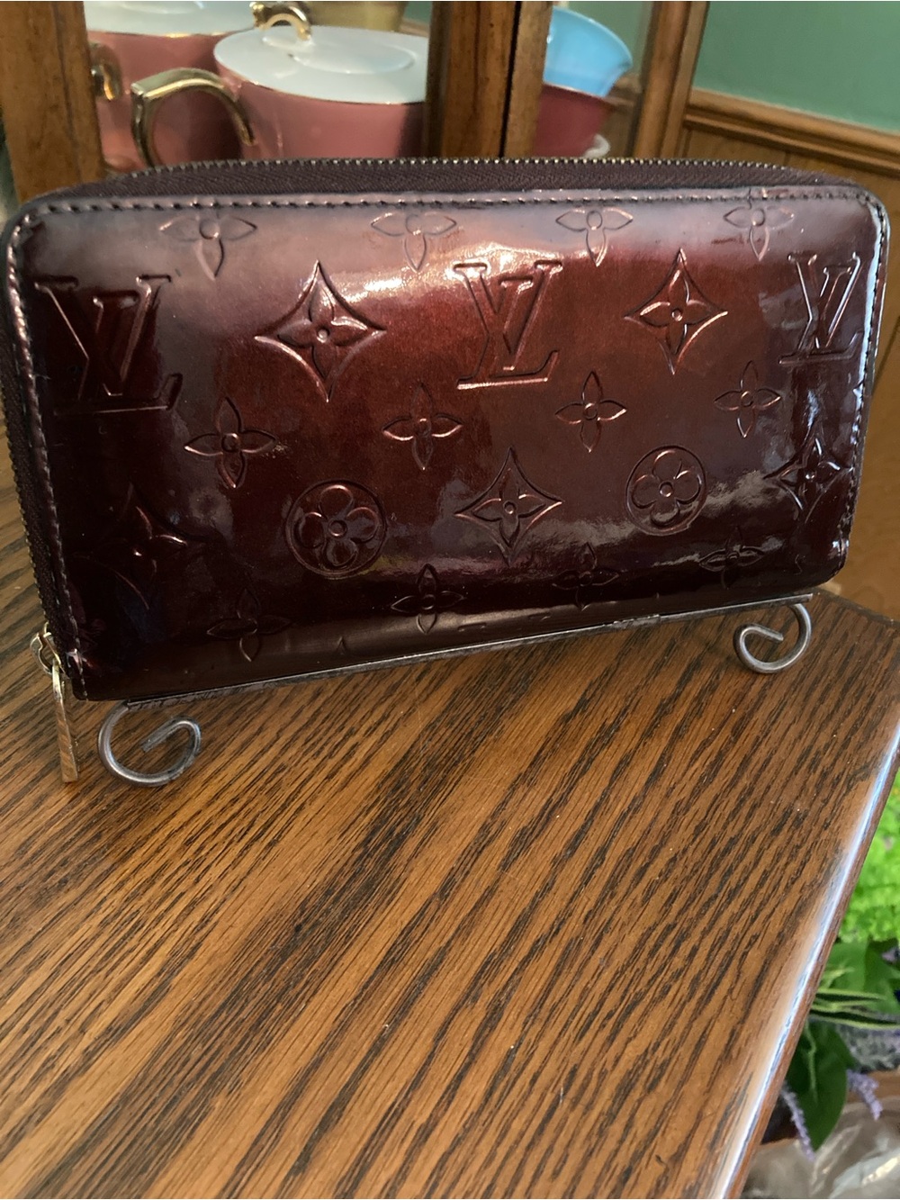 Louis Vuitton Monogram Patent Leather Vernis Glossy Wallet in Amarante.